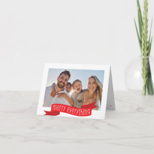 MERRY EVERYTHING PHOTO modern familjebanner red Helgkort