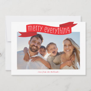 MERRY EVERYTHING PHOTO modern familjebanner red Julkort