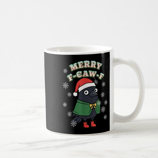 Merry F-caw-f Black Crow Fcawf Christmas Holiday F Kaffemugg (Höger)