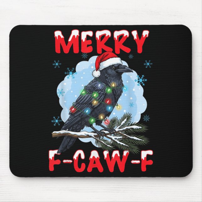Merry F-caw-f Crow Christmas Snowflake Xmas Lights Musmatta (Framsidan)