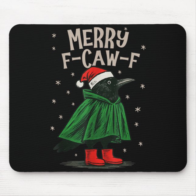 Merry F-caw-f Funny Christmas Black Crow Merry Xma Musmatta (Framsidan)