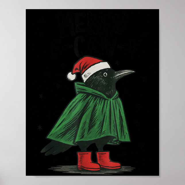Merry F-caw-f Funny Christmas Black Crow Merry Xma Poster (Framsidan)