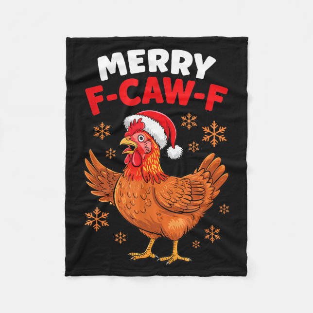 Merry F-caw-f Funny Christmas Santa Chicken  Fleecefilt (Framsidan)