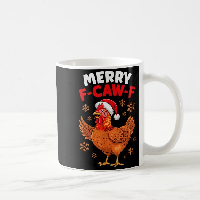 Merry F-caw-f Funny Christmas Santa Chicken  Kaffemugg (Höger)
