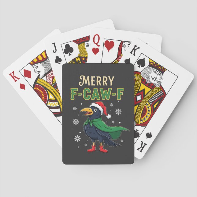 Merry F-Caw-F Funny jul Raven Kråka Santa Santa Casinokort (Baksidan)