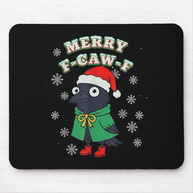 Merry F-caw-f Raven Fcawf Christmas Holiday Crow F Musmatta (Framsidan)