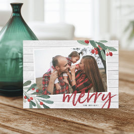Merry | Farmhouse Holly Photo Julkort