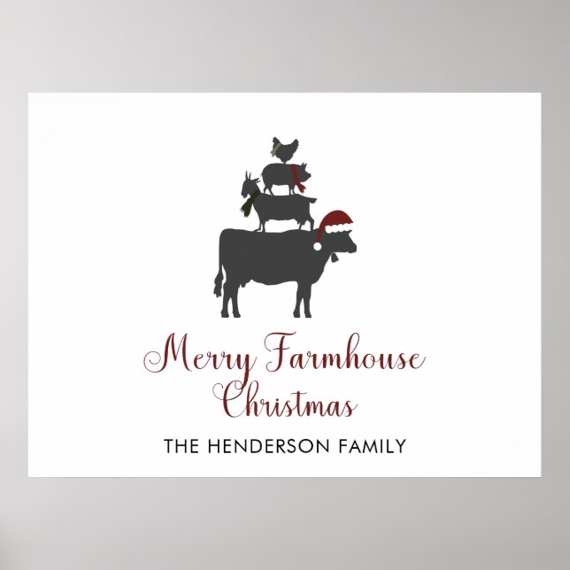 Merry Farmhouse-julfamiljen Namn Personlig Poster (Framsidan)