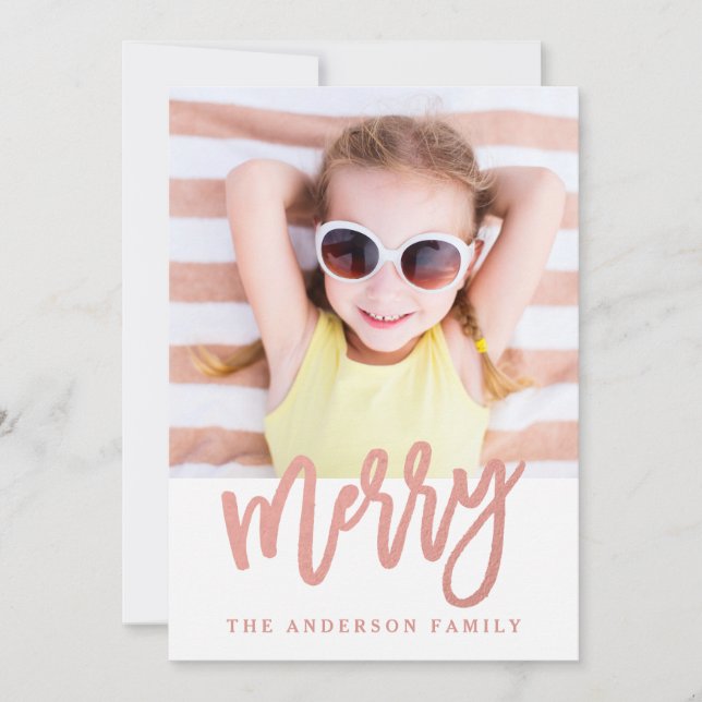 Merry Faux Ro Gold Foil | Helgdag-fotokort Julkort (Framsida)