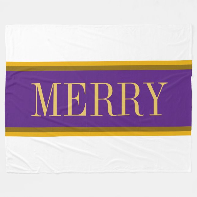 MERRY Festive Wide Royal Lila White Rand Fleecefilt (Framsidan (Horisontell))