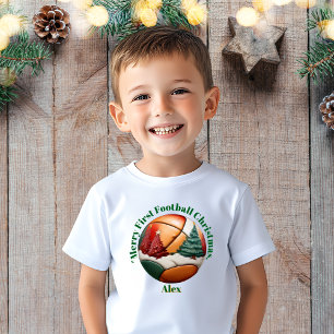 Merry First Football jul Baby Gift T Shirt