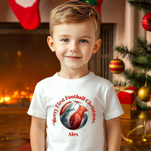 Merry First Football jul Baby Gift T Shirt