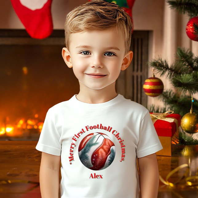 Merry First Football jul Baby Gift T Shirt (Skapare uppladdad)