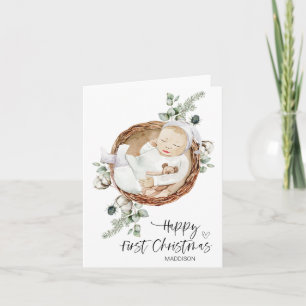 Merry First jul Baby Dotter Son från Mamma Kort