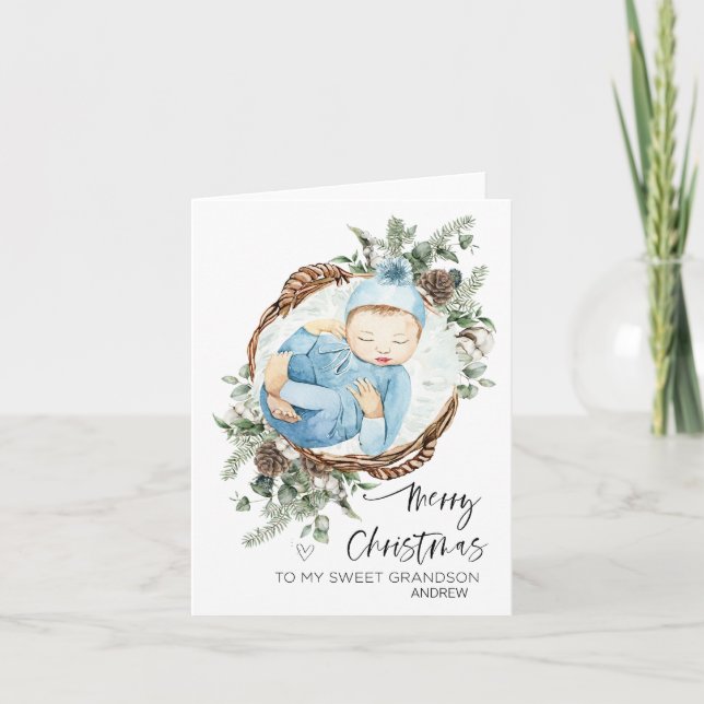 Merry First jul Baby Grandson från Grandma Kort (Framsida)