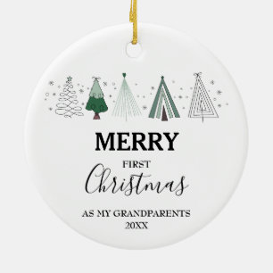 Merry First jul Grandföräldrar Baby Photo Julgransprydnad Keramik