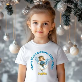 Merry First jul Little Angel Namn Gift T Shirt