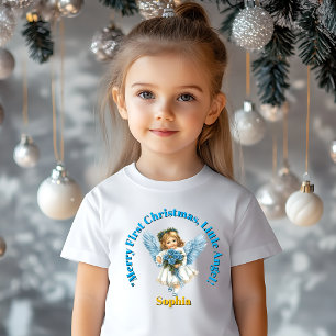 Merry First jul Little Angel Namn Gift T Shirt