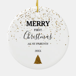 Merry First jul Parents Baby Photo Julgransprydnad Keramik