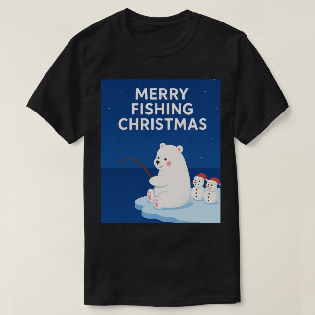 Merry Fishing Christmas – Cute Polar Bear&Snowmen T Shirt (Design framsida)