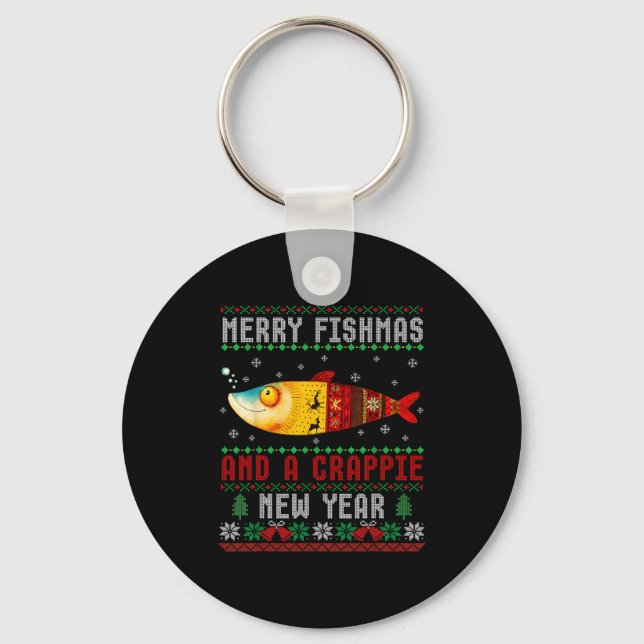 Merry Fishmas And A Crape New Year Ugly Fisherman  Nyckelring (Framsida)