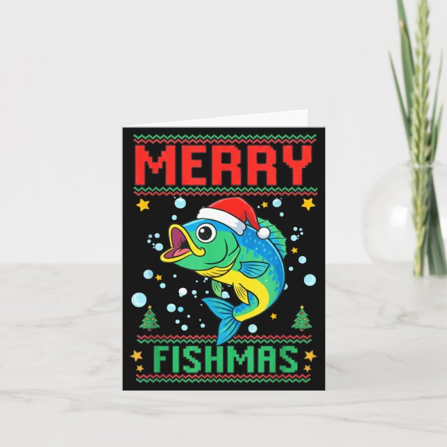 Merry Fishmas B Fish Fishing Christmas  Kort (Framsida)