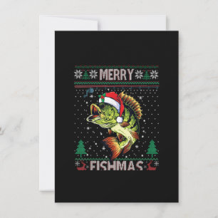 Merry Fishmas Bass Fish Fishing jul Ugly Swe Inbjudningar