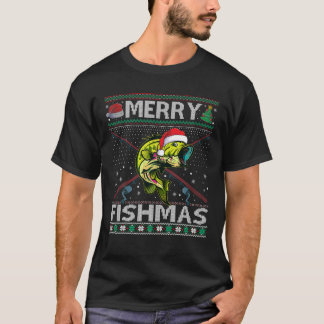 Merry Fishmas Bass Fish Fishing jul Ugly Swe T Shirt