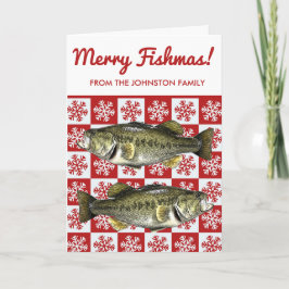 Merry Fishmas Bass Fishing Snowflake Helgdag Kort