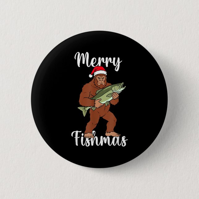 Merry Fishmas Bigfoot Fishing Funny Sasquatch Sant Knapp (Framsida)