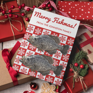 Merry Fishmas Crappie Fishing Snowflake Helgdag Kort