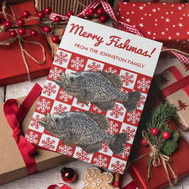 Merry Fishmas Crappie Fishing Snowflake Helgdag Kort
