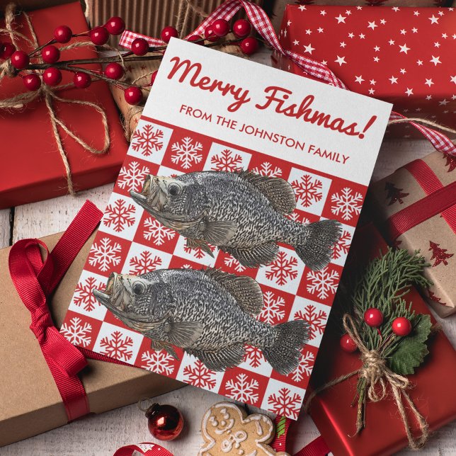 Merry Fishmas Crappie Fishing Snowflake Helgdag Kort (Merry Fishmas!  Order your Crappie Fishing Christmas Card today.)
