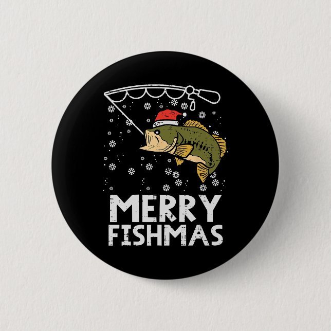 Merry Fishmas Fish Fishing Julafton jul Pappa Mana Knapp (Framsida)