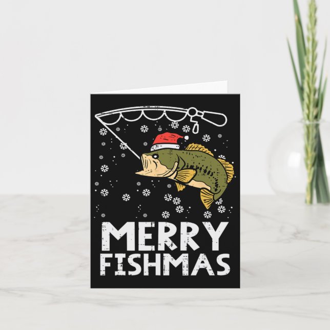 Merry Fishmas Fish Fishing Julafton jul Pappa Mana Kort (Framsida)