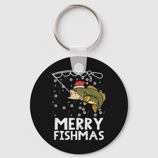 Merry Fishmas Fish Fishing Julafton jul Pappa Mana Nyckelring (Framsida)