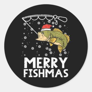 Merry Fishmas Fish Fishing Julafton jul Pappa Mana Runt Klistermärke