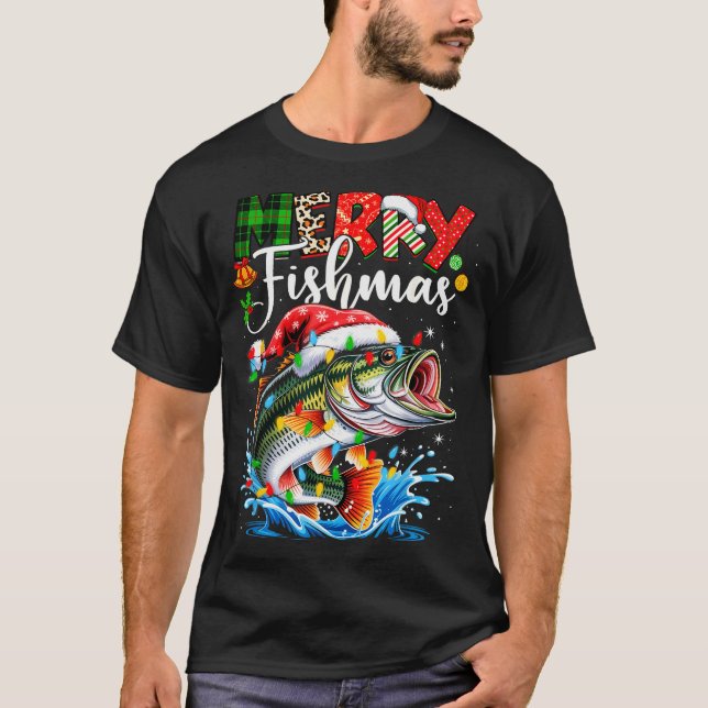 Merry Fishmas Fish Fishing Merry Xmas Christmas Me T Shirt (Framsida)