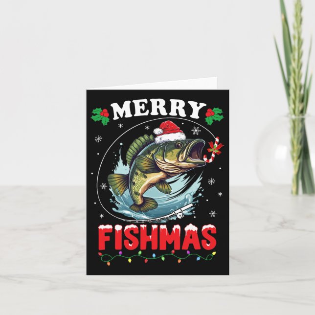 Merry Fishmas Fish Funny Fiske jul Pappa Manar Kort (Framsida)