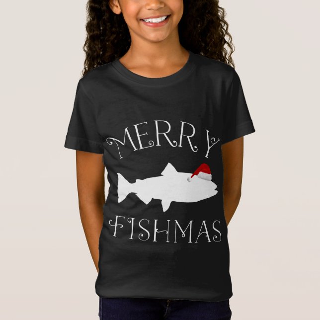 Merry Fishmas Fish Santa Hat jul T Shirt (Framsida)