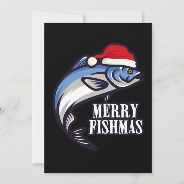 Merry Fishmas Fishermen God Jul Gift Inbjudningar (Framsida)