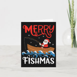 Merry Fishmas Fungny Jul Jultomten Fishing Kort