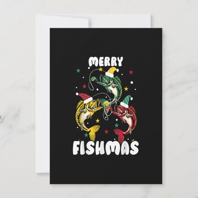 Merry Fishmas Fungny Julfiske Julafton Fisherm Inbjudningar (Framsida)