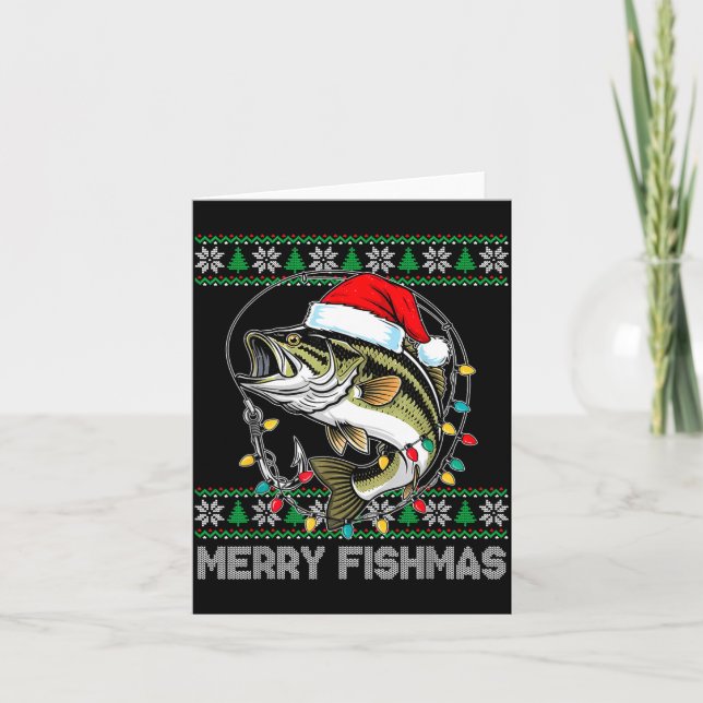 Merry Fishmas Funny B Fishing Christmas For Women  Kort (Framsida)