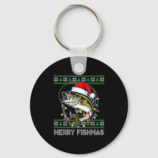 Merry Fishmas Funny B Fishing Christmas For Women  Nyckelring (Framsida)