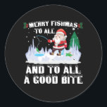 Merry Fishmas Funny Fish Fisherman Julafton Runt Klistermärke<br><div class="desc">Merry Fishmas Funny Fish Fisherman Julafton</div>