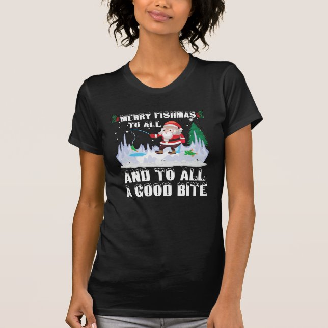 Merry Fishmas Funny Fish Fisherman Julafton T Shirt (Framsida)
