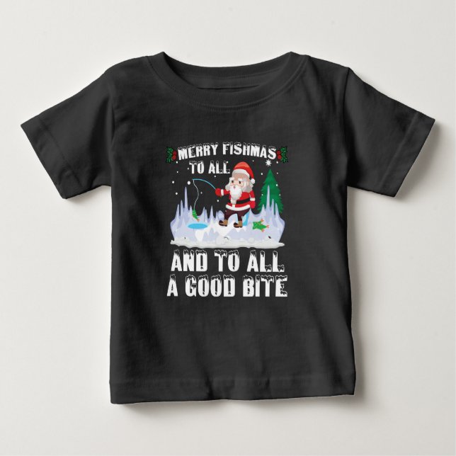 Merry Fishmas Funny Fish Fisherman Julafton T Shirt (Framsida)