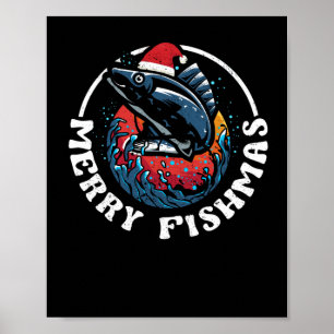 Merry Fishmas Funny Fish Jul Fishing Julafton Poster