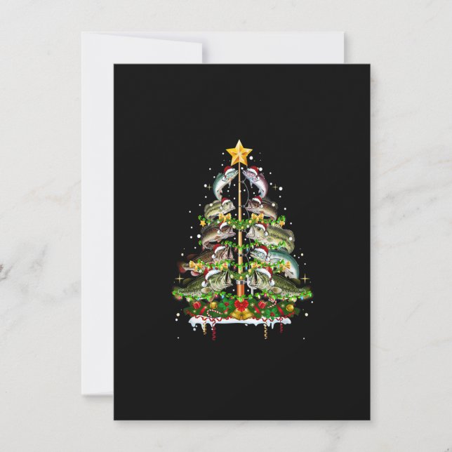 Merry Fishmas Funny Fish Julgran Ljus Fis Inbjudningar (Framsida)